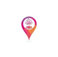 Church and map pointer logo design. Church and gps locator symbol or icon. vector