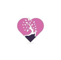 Yoga heart shape concept logo design template. Cosmetics icon and Spa logo. Yoga Pose Vector
