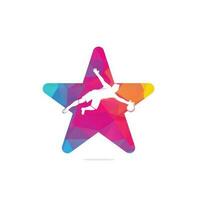 Goalkeeper player star shape concept logo. Modern Soccr Player In Action Logo - Save By The Goalkeeper vector