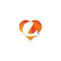Fish heart shape concept vector logo design. Fishing logo concept.