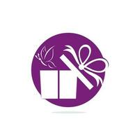 Gift box vector logo design. illustration of gift box present, greeting, surprise. Greeting box or wrap gift box.