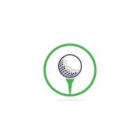 pelota de golf en el logotipo de tee aislado sobre fondo blanco. vector