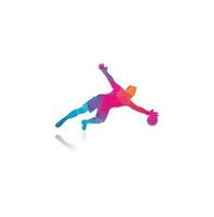 Goalkeeper player logo. Modern Soccer Player In Action Logo - Save By The Goalkeeper vector