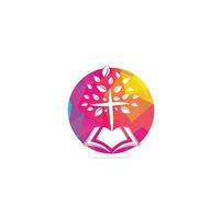 Bible Cross Tree Church Logo Design. Bible church logo vector