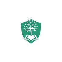 diseño del logotipo de la iglesia del árbol cruzado de la biblia. logotipo de la iglesia bíblica vector