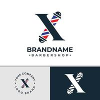 Letter X Barbershop Logo, suitable for any business related to barbershop with X initial. vector