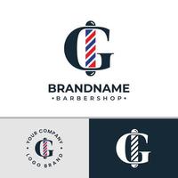 logotipo de la barbería letra g, adecuado para cualquier negocio relacionado con la barbería con g inicial. vector