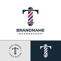 logotipo de la barbería de la letra t, adecuado para cualquier negocio relacionado con la barbería con la inicial t. vector