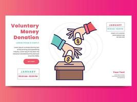 Volunteer Money Donation, humanity care, poster design, Charity vector illustration