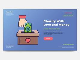 Volunteer Money Donation, humanity care, poster design, Charity vector illustration