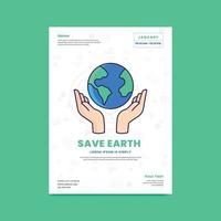 Save Earth poster design, global care, earth day vector illustration