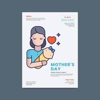 día de la madre, cuidado de niños y diseño de afiches de amor, ilustración de vector de bebé