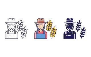 Woman farmer line icon isolated on white background, Vector illustration