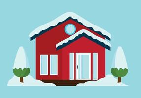 House building covered with snow in winter vector animation illustration