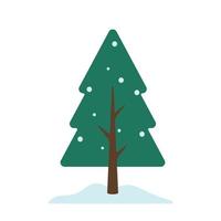 árbol de invierno simple con nieve en ilustración de vector de dibujos animados lindo