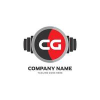 cg carta logo diseño icono fitness y música vector símbolo.