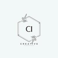 CI Beauty vector initial logo art, handwriting logo of initial signature, wedding, fashion, jewerly, boutique, floral and botanical with creative template for any company or business.