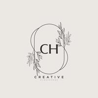 CH Beauty vector initial logo art, handwriting logo of initial signature, wedding, fashion, jewerly, boutique, floral and botanical with creative template for any company or business.