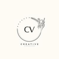 CV Beauty vector initial logo art, handwriting logo of initial signature, wedding, fashion, jewerly, boutique, floral and botanical with creative template for any company or business.