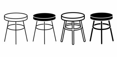 outline silhouette stool icon set isolated on white background vector