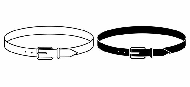 outline silhouette belt icon set isolated on white