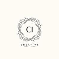 CI Beauty vector initial logo art, handwriting logo of initial signature, wedding, fashion, jewerly, boutique, floral and botanical with creative template for any company or business.