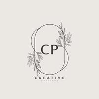 arte del logotipo inicial del vector de belleza cp, logotipo de escritura a mano de firma inicial, boda, moda, joyería, boutique, floral y botánica con plantilla creativa para cualquier empresa o negocio.