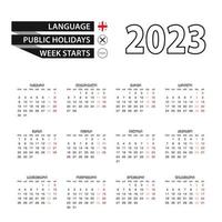 calendario 2023 en idioma georgiano, la semana comienza el lunes. vector