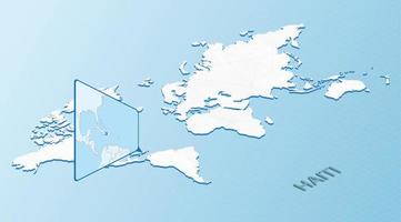 mapa mundial en estilo isométrico con mapa detallado de haití. mapa azul claro de haití con mapa del mundo abstracto. vector