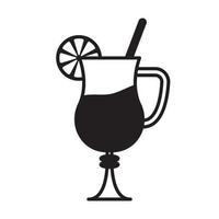 Mulled wine black and white flat style icon. Vector illustration on white background