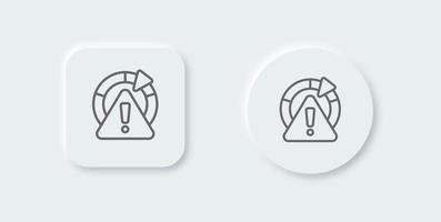 Risk line icon in neomorphic design style. Exclamation signs vector illustration.