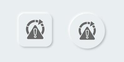 icono sólido de riesgo en estilo de diseño neomórfico. signos de exclamación ilustración vectorial. vector