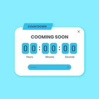 Countdown panel in solid design style. Cooming soon interface template. vector