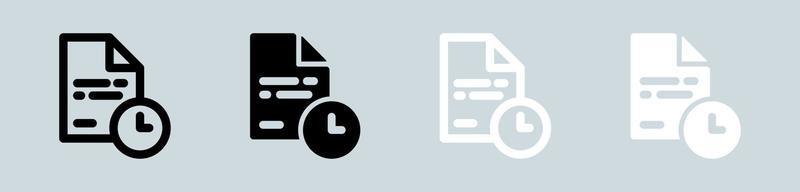 Temporary file icon set in black and white. Archive signs vector illustration.