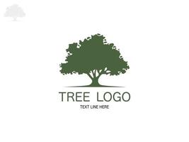 los árboles y la raíz con hojas se ven hermosos y refrescantes. estilo de logotipo de árbol y raíces. vector