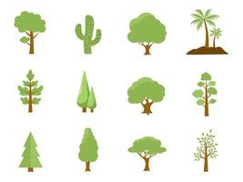 Collection of flat trees Icon. Can be used to illustrate any nature or healthy lifestyle topic. vector