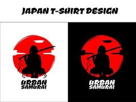 samurai urbano, samurai femenino de silueta japón vector para el concepto de camiseta de diseño, samurai de silueta, diseño de camiseta japonesa, diseño de tema japonés, ilustración vectorial samurai