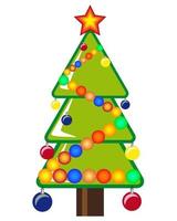 Christmas tree with decorations on a white background vector