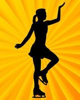 figure skater on a yellow orange background vector