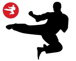 karate en un salto sobre un fondo blanco vector