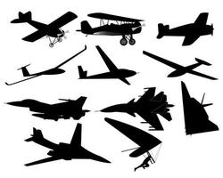 different planes on a white background vector