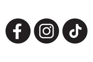 Facebook, instagram and tiktok icon vector