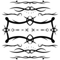 Abstract tribal frame, border, motif, tattoo, ornament, decoration collection set for web or print design element vector