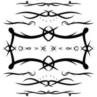 Abstract tribal frame, border, motif, tattoo, ornament, decoration collection set for web or print design element vector