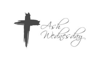 Abstract rough cross with text ash wednesday phrases vector