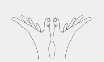 Pair of hands gesture minimal line art doodle style vector design. Adore, glorify or uphold something