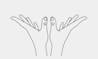 Pair of hands gesture minimal line art doodle style vector design. Adore, glorify or uphold something