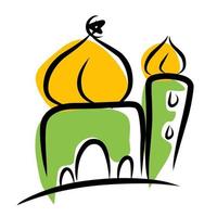 Mosque doodle art style vector design decoration. Ramadan kareem. Eid mubarak