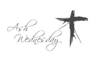 Abstract rough cross with text ash wednesday phrases vector