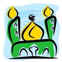 decoración de diseño de vector de estilo de arte de doodle de mezquita. ramadán kareem. Eid Mubarak